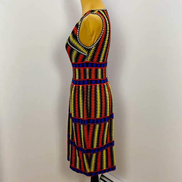 M Missoni Graphic Knit Asymmetrical Neck Apricot Yellow Black & Cobolt Size XS - Picture 9 of 13